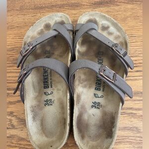 Birkenstock Mayari Birkibuc brown sandal size 36 in EUC